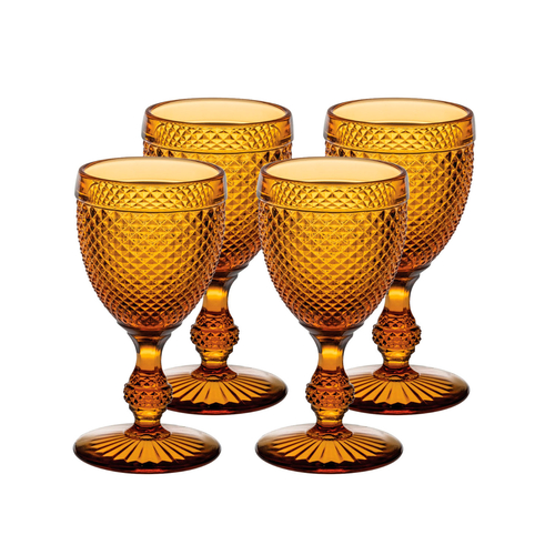 Set of 4 Bicos amber water goblets 280ml