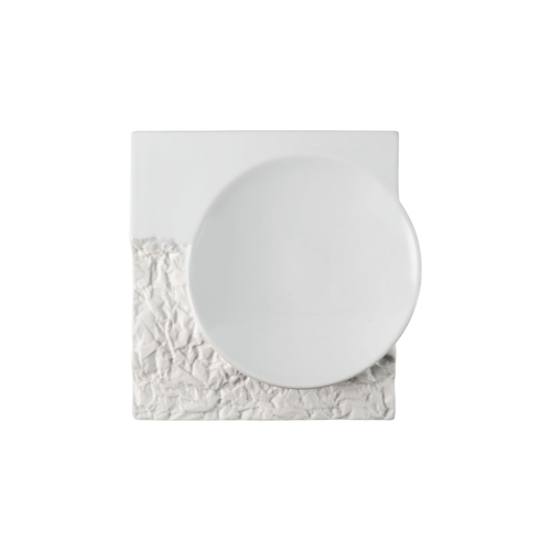 Terra square plate 20cm, white, professional porcelain