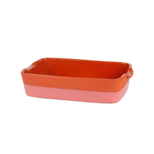 Rectangular baking dish Argila with pink stripe 37x27cm