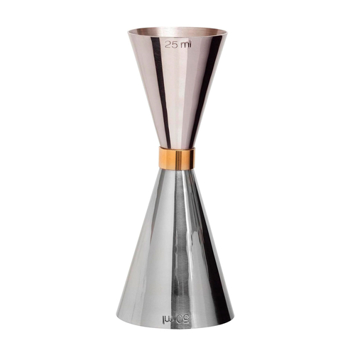 Medidor 25/35/50ml, detalhe Dourado, Aço Inoxidável