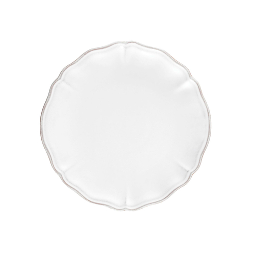 Alentejo dessert plate 21cm, white stoneware with hand-painted wavy rims