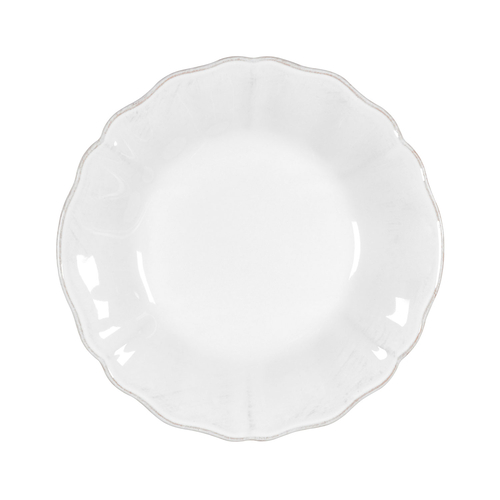 Alentejo deep plate 24.5 cm, white stoneware with hand-painted wavy rims