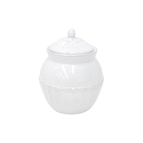 Alentejo 390ml sugar bowl, white fine stoneware, hand-painted rims, glazed finish