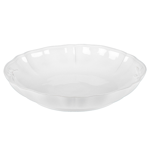 Alentejo salad bowl 34 cm, white stoneware with hand-painted wavy rims
