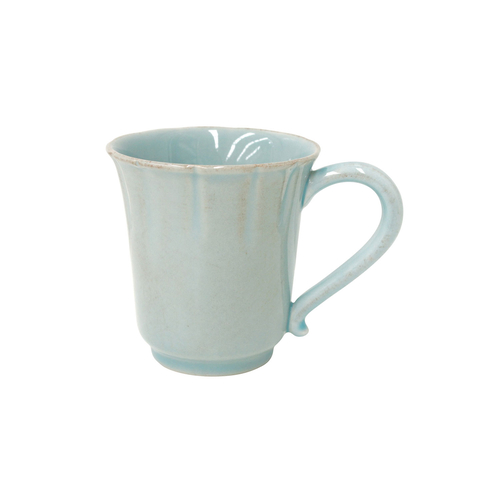 Alentejo Mug 320ml, turquoise stoneware with hand-painted wavy rims