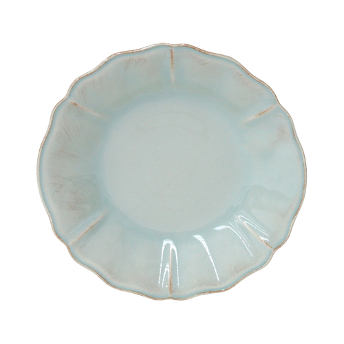 Alentejo dinner plate 27 cm turquoise stoneware with hand-painted wavy rims