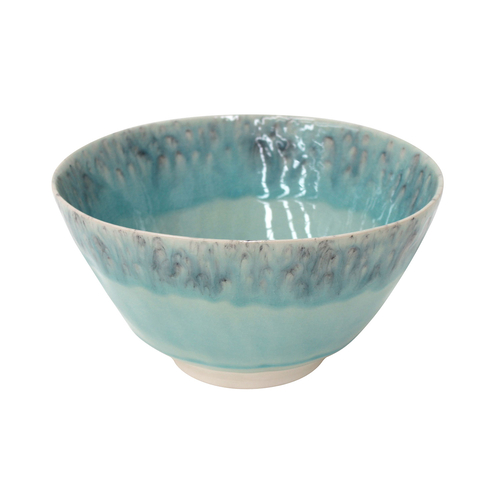 Madeira Serving Bowl 24cm, blue stoneware with handcrafted crackled finish