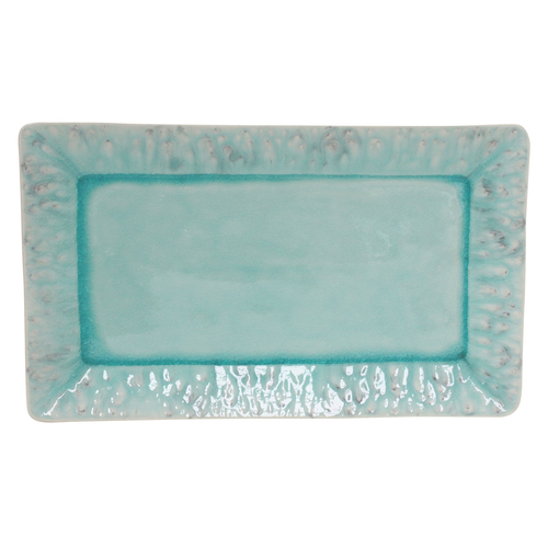 Madeira rectangular platter 40 x 24cm, blue stoneware with handcrafted crackled finish