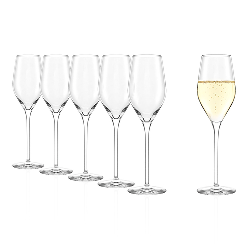 6 Exquisit Royal Champagne Flutes 265ml, Premium Crystal, Extended Elegance