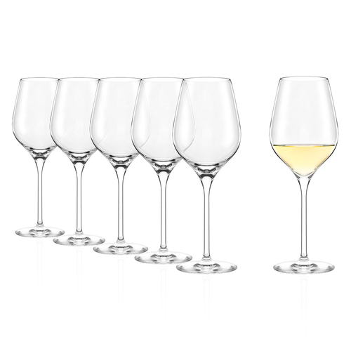 6 Exquisit Royal White Wine Goblets 350ml, Premium Crystal, Classic and sophisticate design