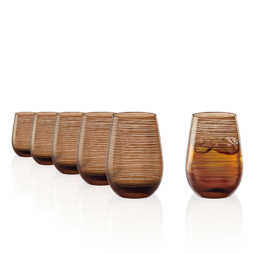6 Brown Twister Tumbler Glasses 470 ml