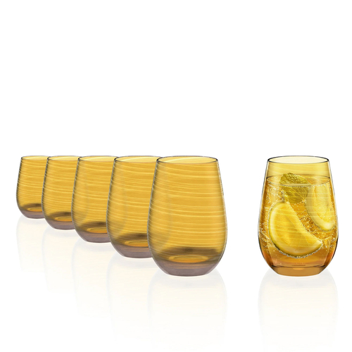 6 Amber Twister Tumbler Glasses 470 ml