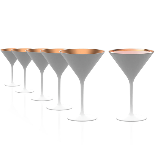 6 Cocktail Glasses White/Bronze Elements 240 ml
