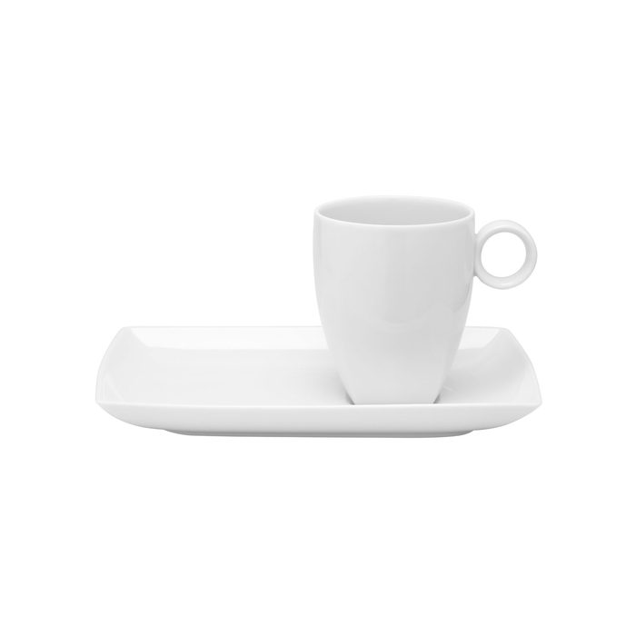Caneca 307ml e Bandeja Carré Branco - Vista Alegre - 5601266797335