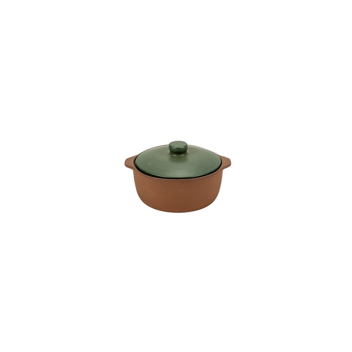 Maria Terracota Terra Green Small Casserole 16 cm with Lid - Maria Portugal Terracota - 5600851020483