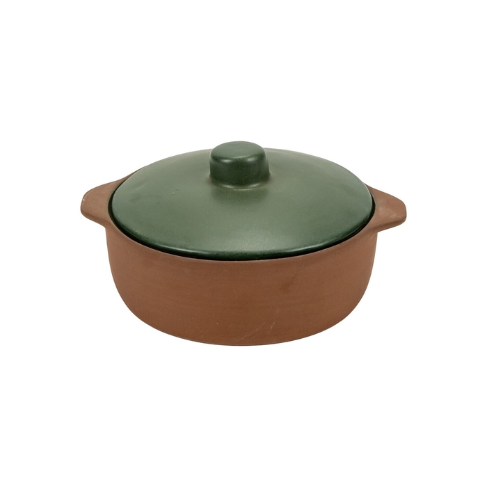 Maria Terracota Terra Green Medium Casserole 26 cm with Lid - Maria Portugal Terracota - 5600851020957