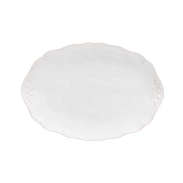 Alentejo oval platter 32cm, white stoneware with hand-painted wavy rims - Costa Nova - 5606739952167