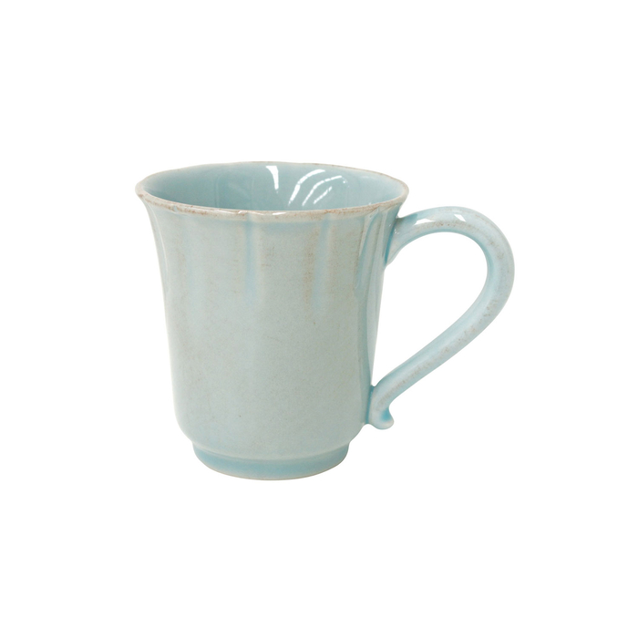 Caneca Alentejo 320ml, grés turquesa com rebordos ondulados pintados à mão - Costa Nova - 5606739931445