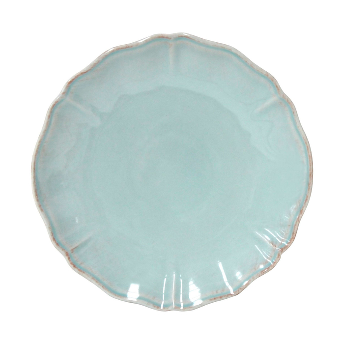 Alentejo dinner plate 30cm, turquoise stoneware with hand-painted wavy rims - Costa Nova - 5606739972219