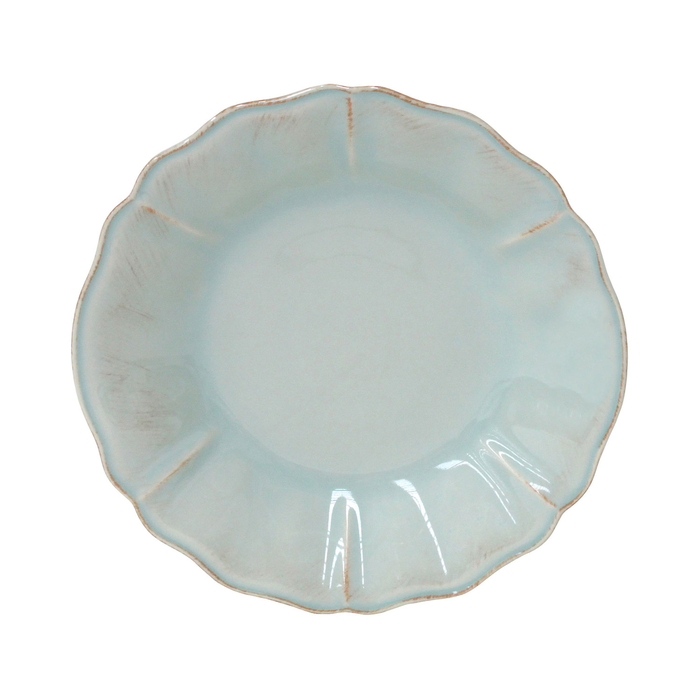 Alentejo deep plate 24.5 cm, turquoise stoneware with hand-painted wavy rims - Costa Nova - 5606739930134