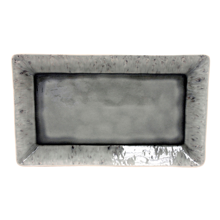 Madeira rectangular platter 34 x 18cm, grey stoneware with handcrafted crackled finish - Costa Nova - 5606739933142