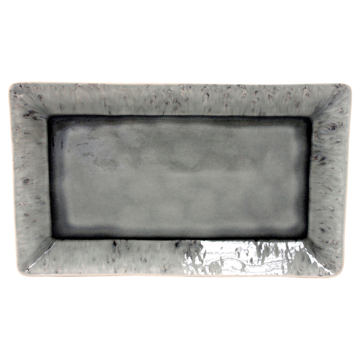 Travessa retangular Madeira 40 x 24cm, grés cinza com acabamento craquelado artesanal - Costa Nova - 5606739933173