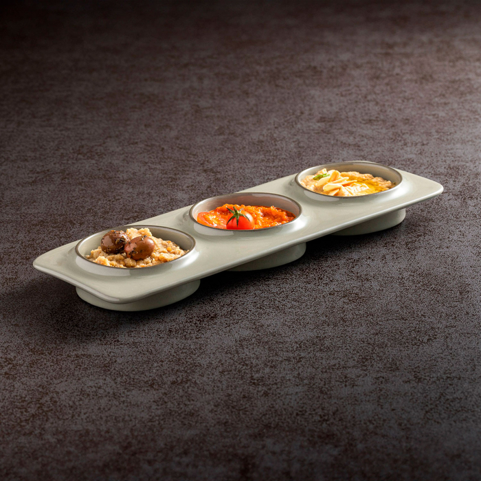 Sage green rectangular platter with 3 sections 28 x 9.9 cm - Costa Nova - 5606739971601