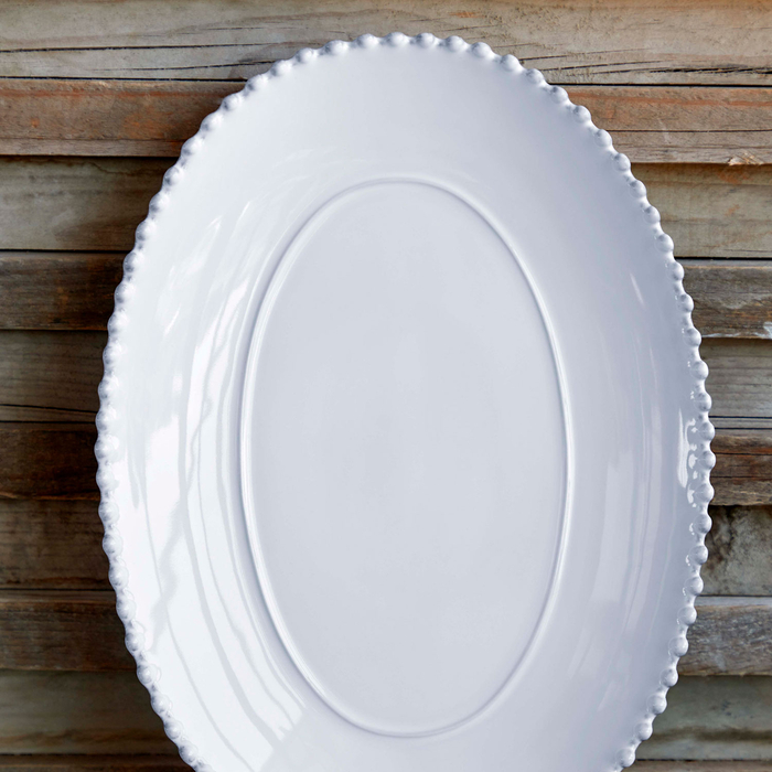 Pearl Oval Platter 40 cm, fine stoneware with handcrafted finish - Costa Nova - 5606739910839