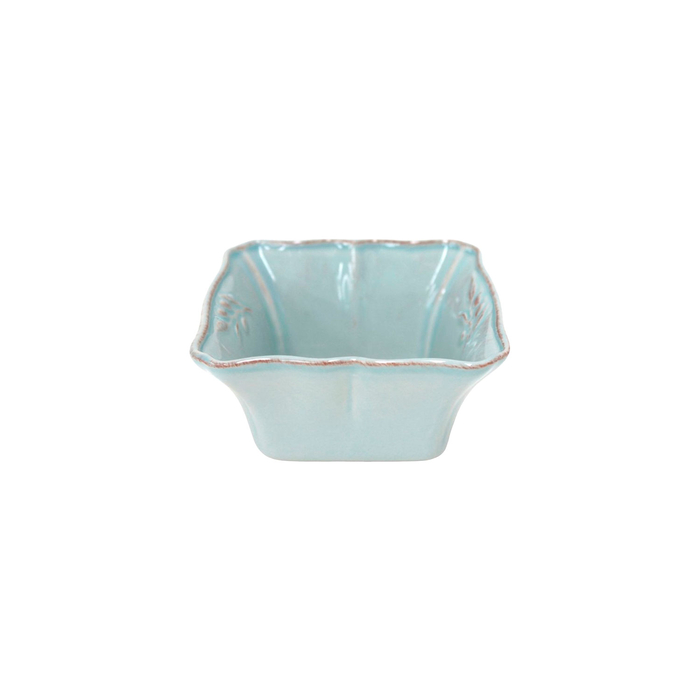 Alentejo square bowl 12.3 cm, turquoise stoneware with hand-painted wavy rims - Costa Nova - 5606739912833