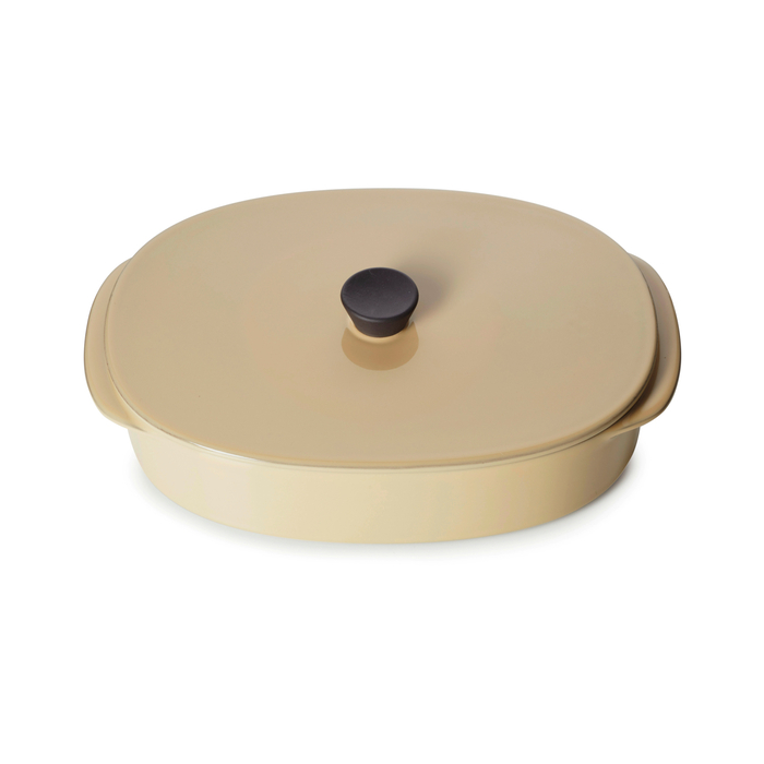 Assadeira oval com tampa porcelana 19x13cm Caractère bege - Revol - 3198246555990