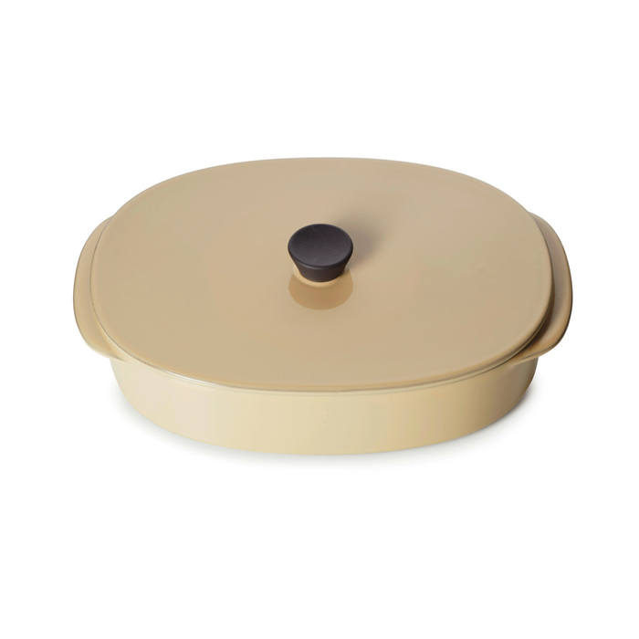 Oval porcelain baking dish with lid 26x18cm Caractère beige - Revol - 3198246552715