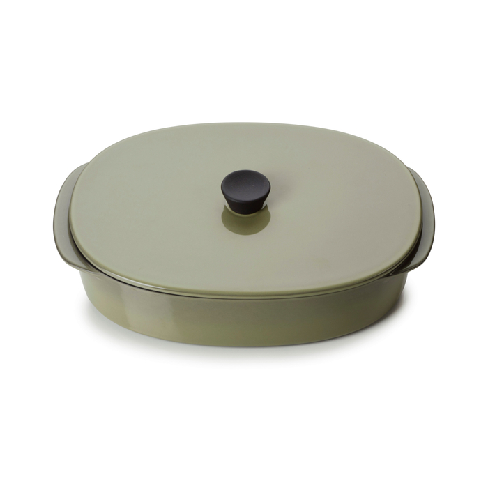 Assadeira oval porcelana com tampa 26x18cm Caractère verde - Revol - 3198246555976
