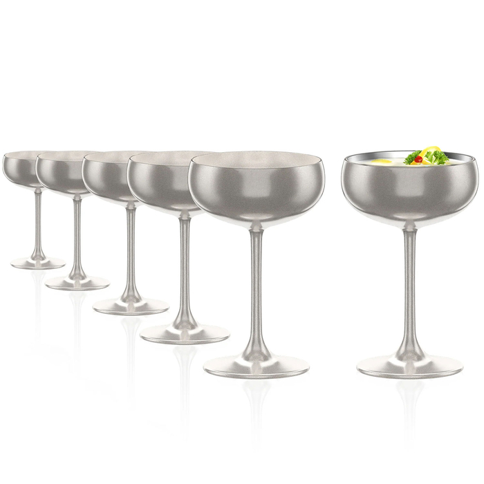 6 Silver Champagne Glasses 230 ml - Stölzle Lausitz - 5602737108643