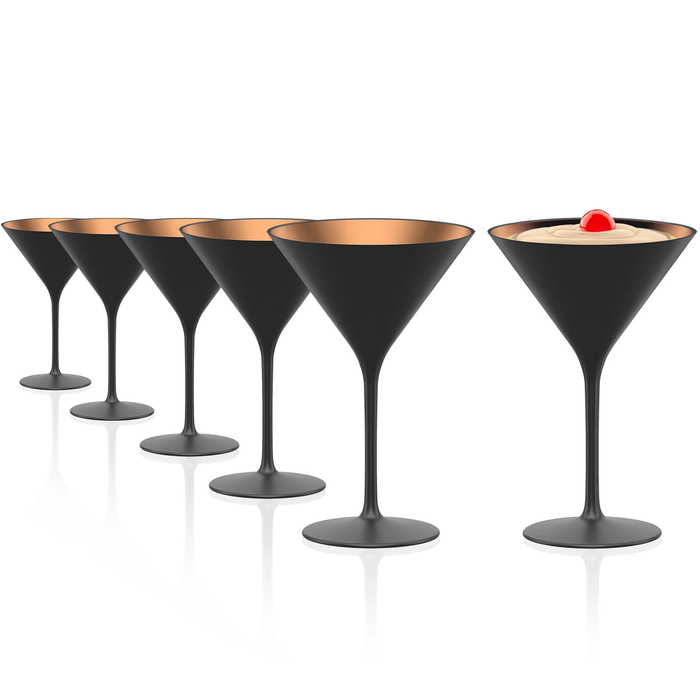 6 Cocktail Glasses Black/Bronze Elements 240 ml - Stölzle Lausitz - 5602737108896
