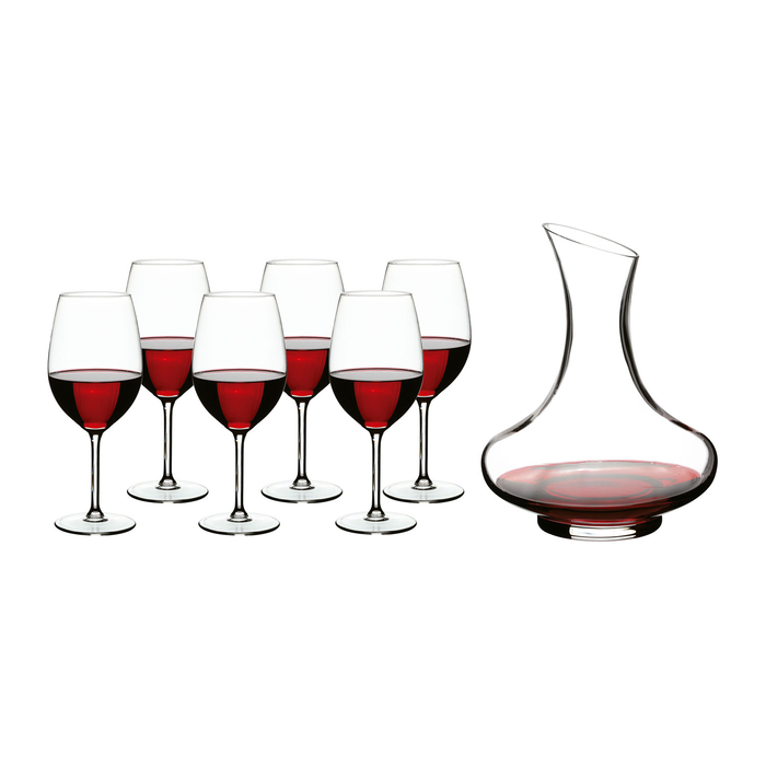 Merlot wine set 1 decanter 1,5L + 6 red wine goblets 540ml - Be My Guest - 5602737011974