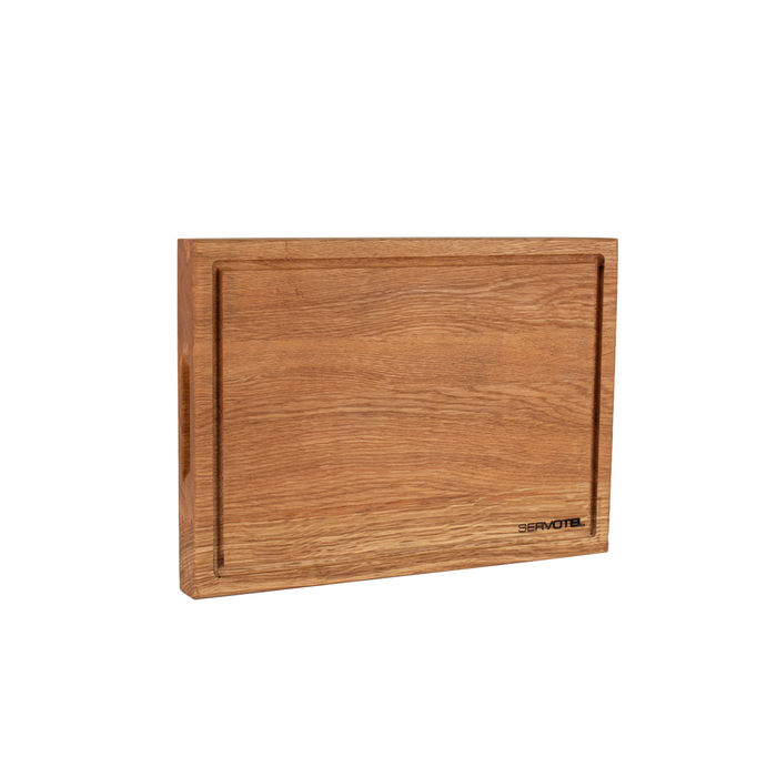 Tábua de cozinha madeira carvalho com sulco 35x25x3.5cm - Servotel - 5602737093666
