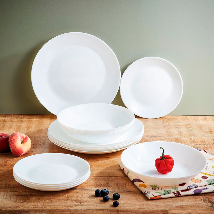 Conjunto pratos Zelie vidro branco 18 peças - 6 pessoas - Luminarc - 0883314524765