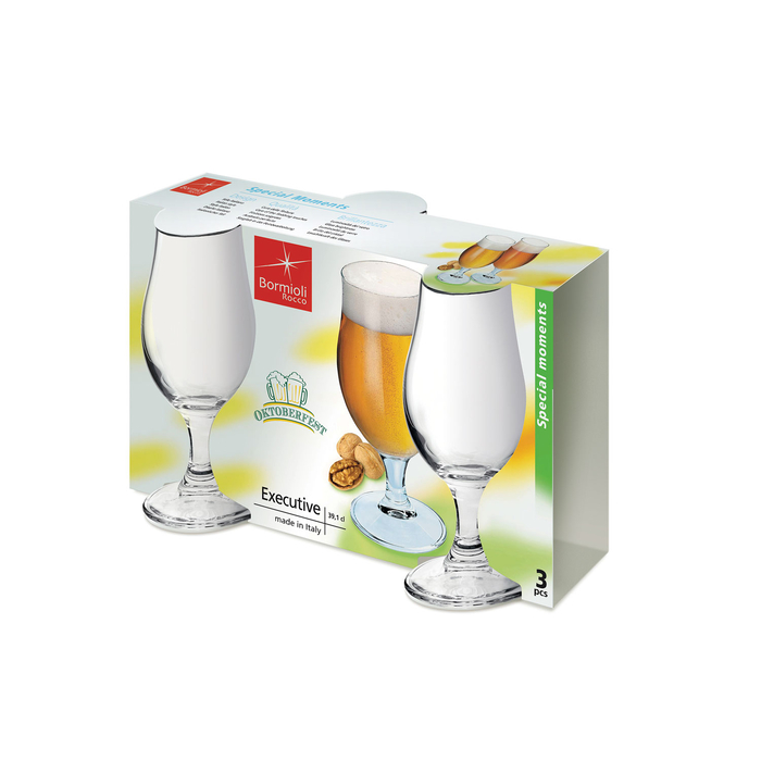 3 Copos tulipa cerveja 260ml, vidro transparente, design clássico, laváveis máquina - Bormioli Rocco - 8004360019292