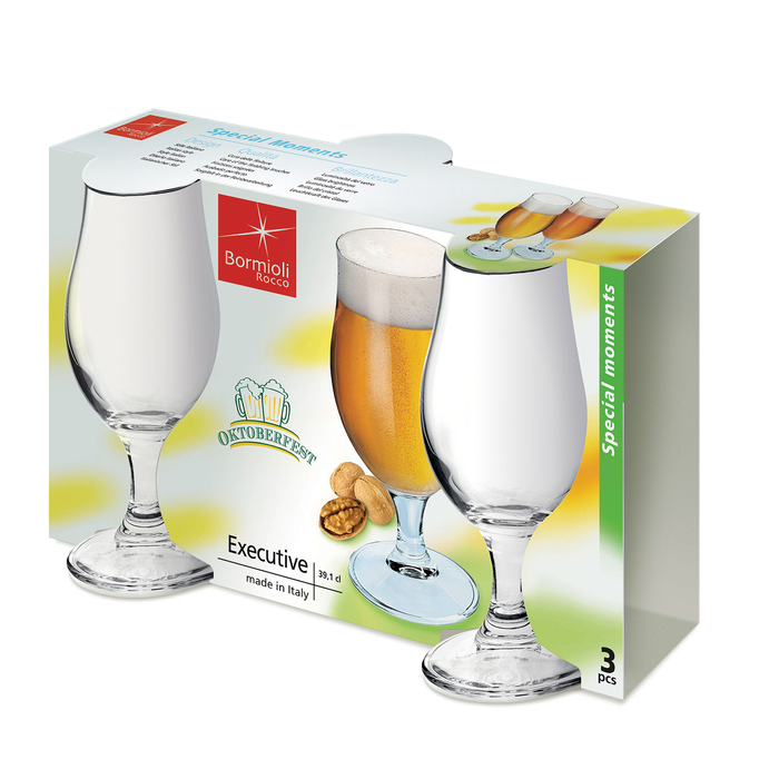 3 Copos tulipa de cerveja 390ml, vidro cristalino sem chumbo, laváveis máquina - Bormioli Rocco - 8004360019308