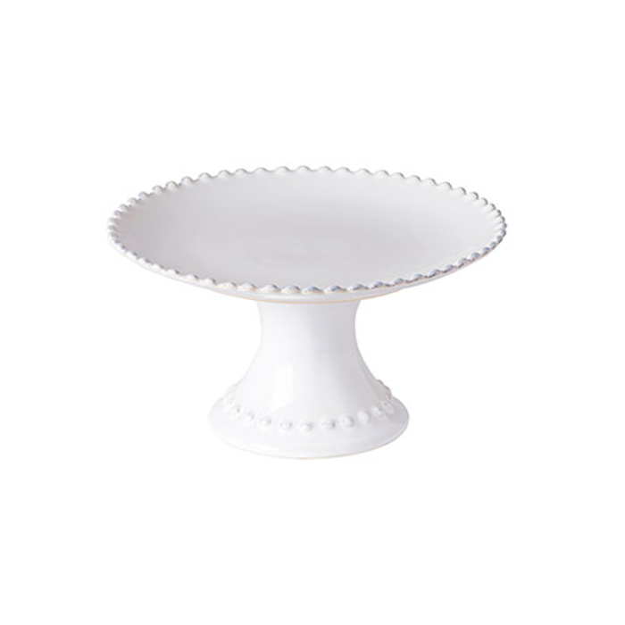 Prato de bolo com pé Pearl 22 cm, grés fino com acabamento artesanal - Costa Nova - 5606739956592