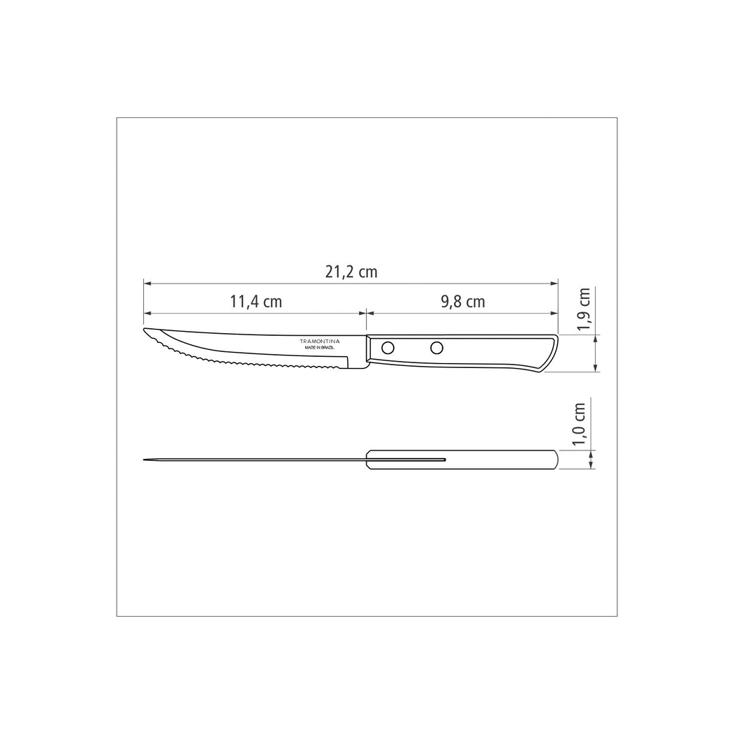6 Facas para churrasco em aço inox com cabos de madeira polywood vermelho - Tramontina - 7891112041479
