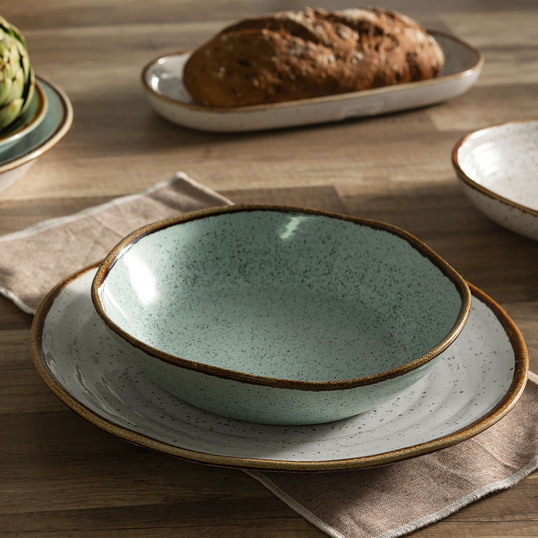 Soup Plate Rustic Blend Turquoise, 22 cm, Stoneware - Vista Alegre - 5604782033000