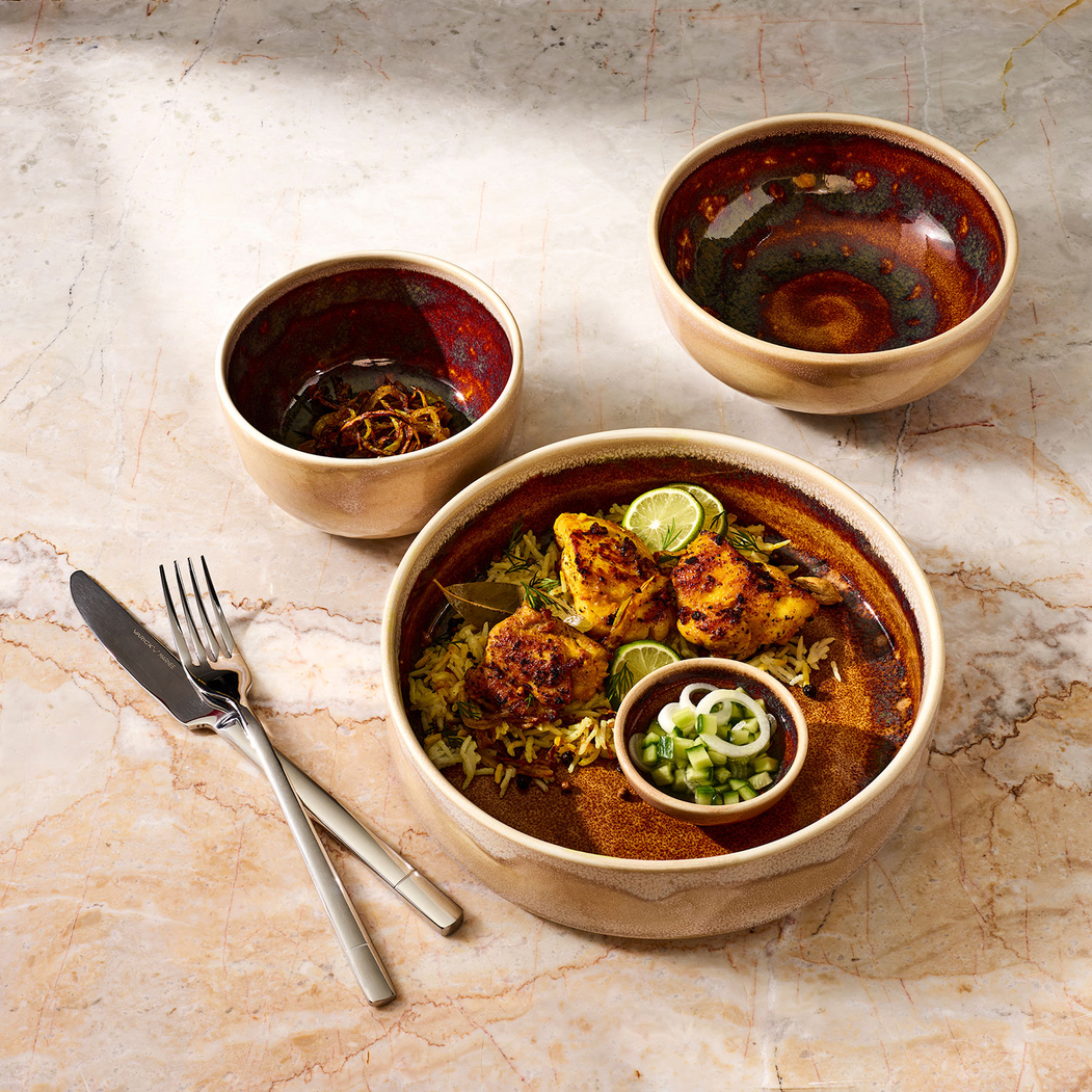 Aurora Vesuvius Amber 15cm Bowl, vitrified Porcelain - Steelite - 5018461672419