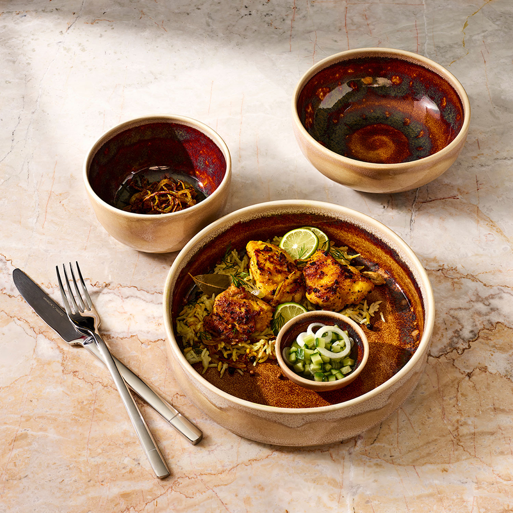 Aurora Vesuvius Amber 15cm Bowl, vitrified Porcelain - Steelite - 5018461672402