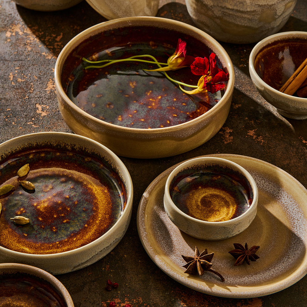Aurora Vesuvius Amber 20cm Bowl, vitrified Porcelain - Steelite - 5018461672280
