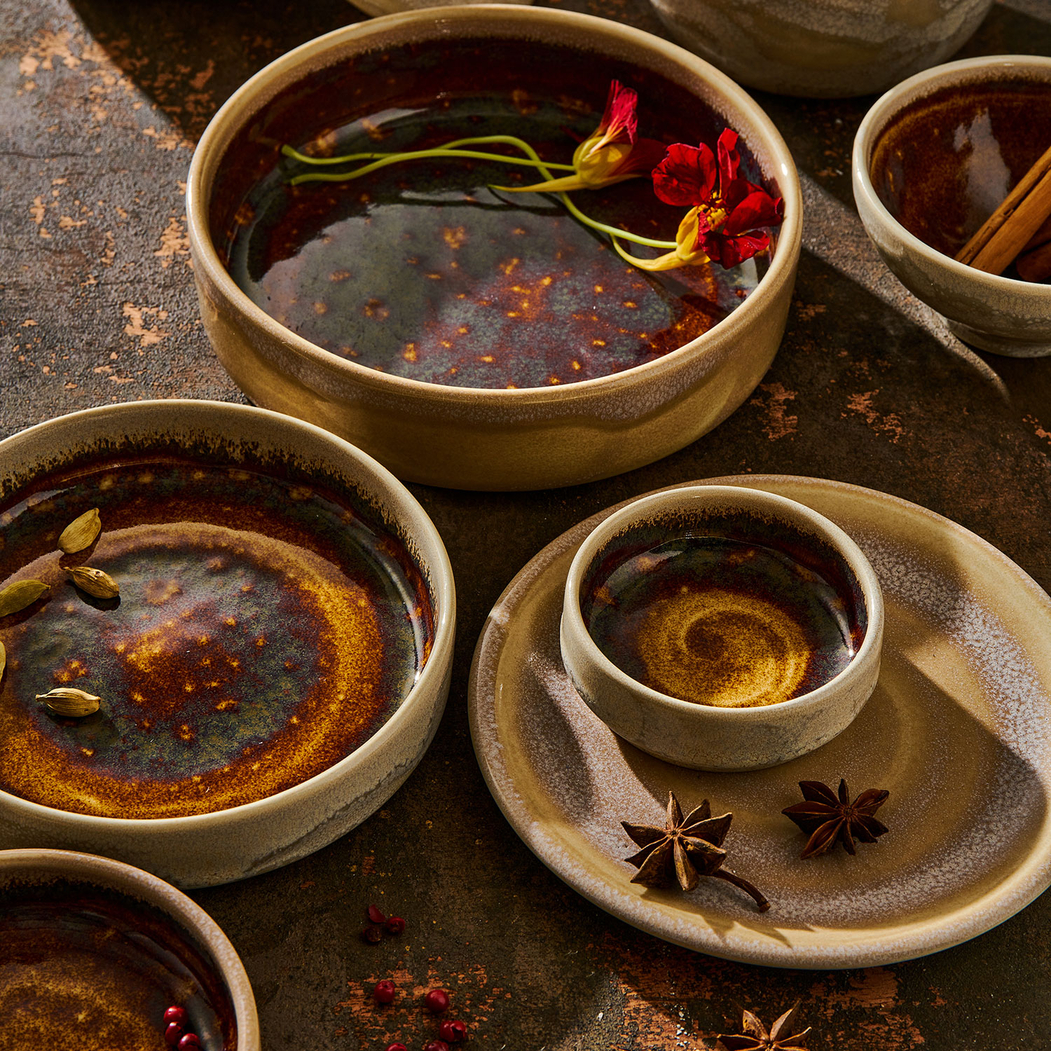 Aurora Vesuvius Amber Deep Plate 13,5cm, vitrified Porcelain - Steelite - 5018461672303