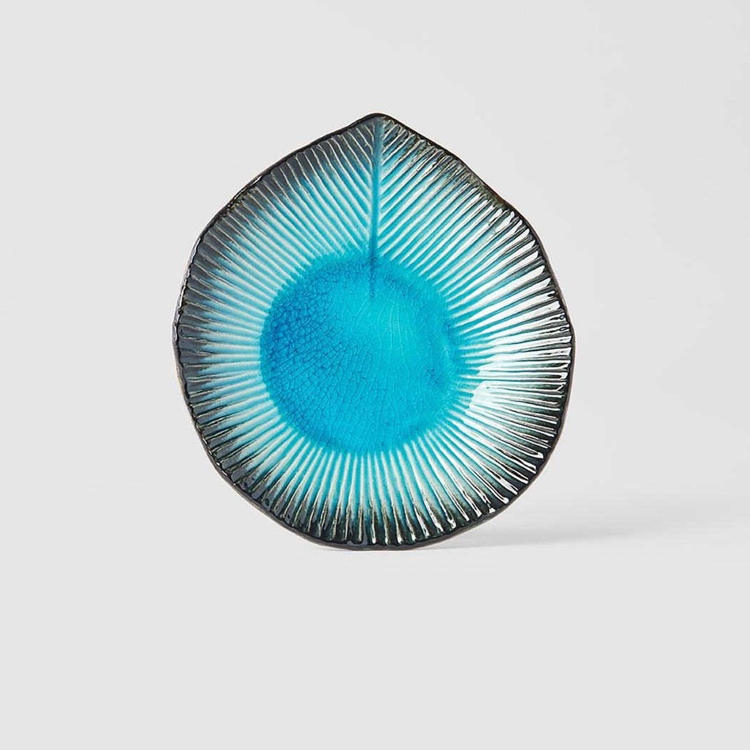 Sky Blue Irregular Plate 15.5 cm, Minoyaki Porcelain, Serene Blue - MIJ - 8594197828933