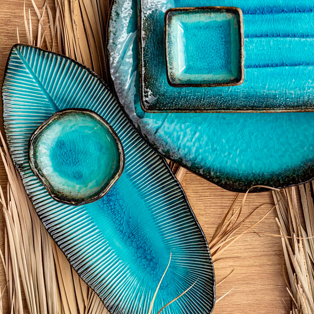 Taça Quadrada Sky Blue 50ml, Porcelana Minoyaki, Azul Sereno