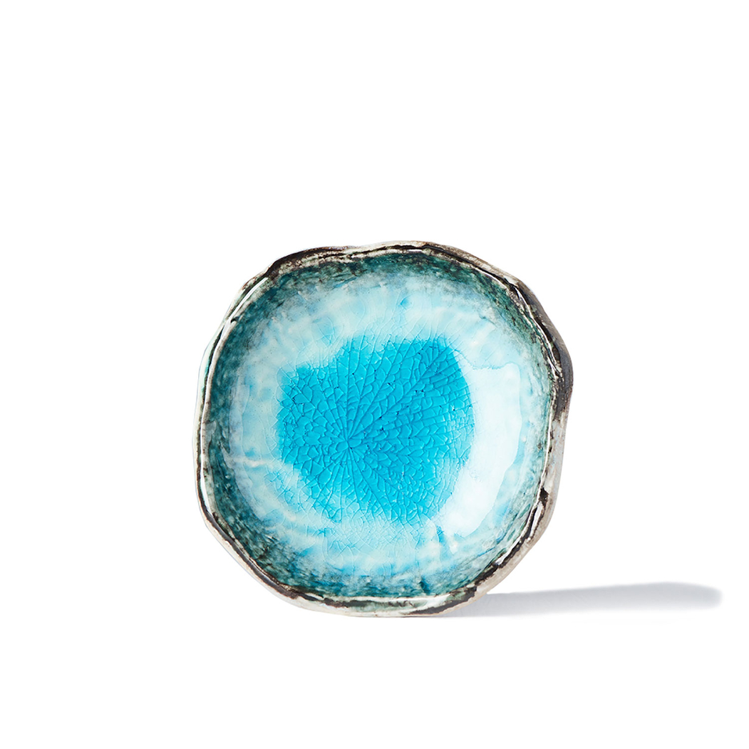 Sky Blue Sauce Bowl on Feet 50 ml, Minoyaki Porcelain, Serene Blue - MIJ - 8594197820555