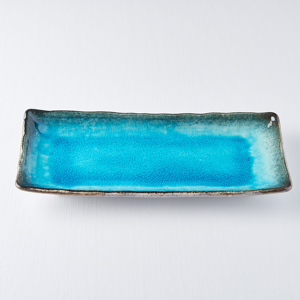 Travessa Sky Blue 28,5x12cm, Porcelana Minoyaki, Azul Sereno - Made in Japan - 8594197820593